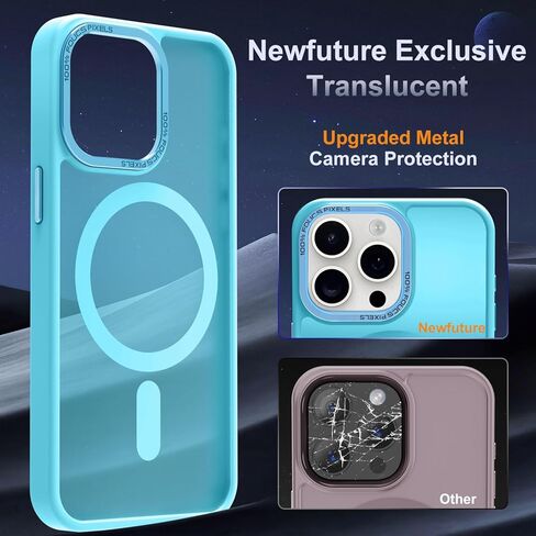 Newfuture Upgraded Magnetic for iPhone 15 Pro Max Case [Compatible with Magsafe] [Mil-Grade Protection], Pocket-Friendly, Slim Translucent Phone Case Cover for iPhone 15 Pro Max 6.7", Lake Blue in Saudi Arabia