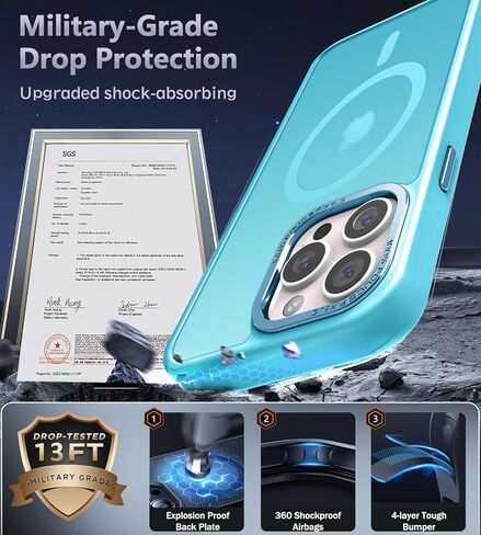 Newfuture Upgraded Magnetic for iPhone 15 Pro Max Case [Compatible with Magsafe] [Mil-Grade Protection], Pocket-Friendly, Slim Translucent Phone Case Cover for iPhone 15 Pro Max 6.7", Lake Blue in Saudi Arabia