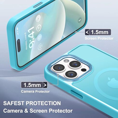 Newfuture Upgraded Magnetic for iPhone 15 Pro Max Case [Compatible with Magsafe] [Mil-Grade Protection], Pocket-Friendly, Slim Translucent Phone Case Cover for iPhone 15 Pro Max 6.7", Lake Blue in Saudi Arabia