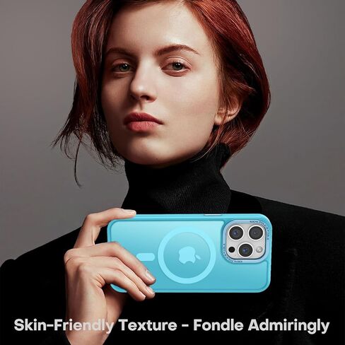 Newfuture Upgraded Magnetic for iPhone 15 Pro Max Case [Compatible with Magsafe] [Mil-Grade Protection], Pocket-Friendly, Slim Translucent Phone Case Cover for iPhone 15 Pro Max 6.7", Lake Blue in Saudi Arabia