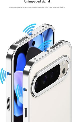 حافظة من سبائك الألومنيوم باللون الأسود والفضي لهاتف Google Pixel 10/10 Pro /10Pro غلاف ممتص الصدمات بإطار معدني مبرد (أسود، Google Pixel 10 Pro) in Kuwait