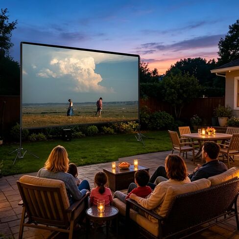 شاشة عرض خارجية 150 بوصة مع حامل، محمولة 16:9 4K HD داخلية وخارجية خالية من التجاعيد شاشة عرض أمامية/خلفية، مع حقيبة حمل للمسرح المنزلي والتخييم في الفناء الخلفي للسينما in Kuwait