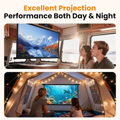 40 Inch Small Projector Screen, Upgrade Portable Pull Down & Roll Up Projector Screen for Car, SUV, RV, 16:9 HD 4K Mini Drop Down/Roll Down Screen for Home Movie, Gaming in Saudi Arabia