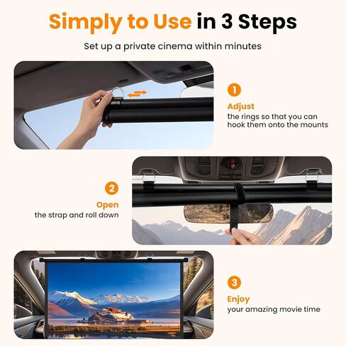 40 Inch Small Projector Screen, Upgrade Portable Pull Down & Roll Up Projector Screen for Car, SUV, RV, 16:9 HD 4K Mini Drop Down/Roll Down Screen for Home Movie, Gaming in Saudi Arabia