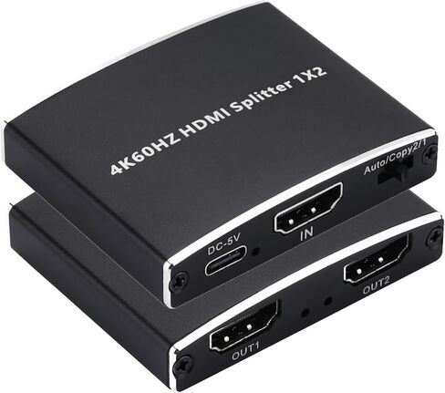 2026 مقسم HDMI 2.0b مطور 4K@60 هرتز 1 في 2 مخرج، 4K HDMI Splitter مكرر فقط، يدعم 18 جيجابت في الثانية HDCP2.2 HDR 3D Dolby Vision، متوافق مع صندوق التلفزيون، PS5، مشغل DVD in Kuwait