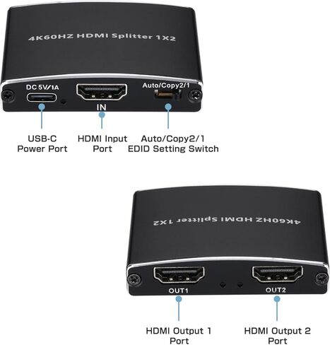 2026 مقسم HDMI 2.0b مطور 4K@60 هرتز 1 في 2 مخرج، 4K HDMI Splitter مكرر فقط، يدعم 18 جيجابت في الثانية HDCP2.2 HDR 3D Dolby Vision، متوافق مع صندوق التلفزيون، PS5، مشغل DVD in Kuwait