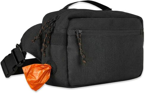 SUSU Dog Walking Bag. Hands-Free Crossbody Fanny Pack with Dog Treat Pouch, Poop Bag Holder & Leash Hook | Water-Resistant, YKK Zippers | Dog Walking Fanny Pack for Women & Men (Charcoal Black) in Saudi Arabia