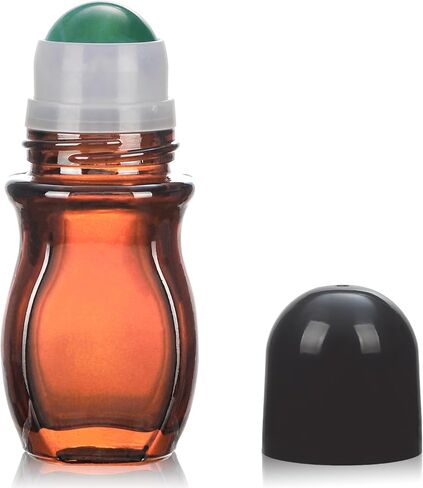 50ml Large Amber Glass Roll on Bottles for Essential Oils Perfume Refillable Quartz Roller Ball Applicator Empty Deodorant Containers with Crystal Rollerball in Saudi Arabia