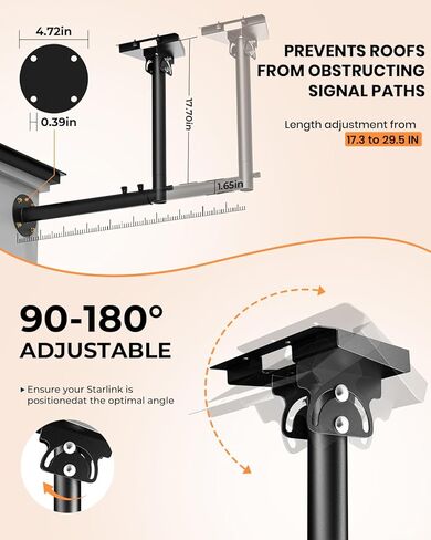 Starlink Gen 3 Mount, 360° Adjustable Wall Mount Compatible with Starlink Mount with Telescoping Support Arm, Rustproof, Weatherproof for Concrete Walls and Wood Walls Black in Saudi Arabia