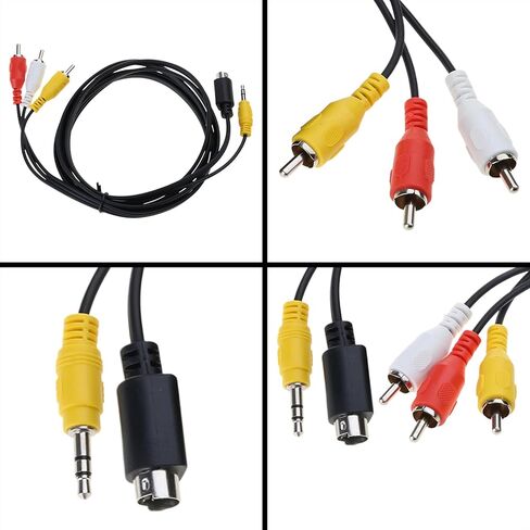 S-Video 4Pin with 3.5mm Stereo Sound Male Plug to 3RCA Male Composite Adapter Converters Video Cable to HDTV 1.8M Home Theater Connection in Saudi Arabia
