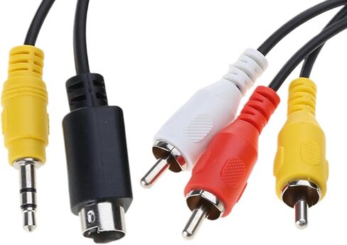 S-Video 4Pin with 3.5mm Stereo Sound Male Plug to 3RCA Male Composite Adapter Converters Video Cable to HDTV 1.8M Home Theater Connection in Saudi Arabia