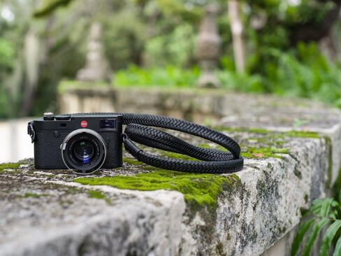 Vi Vante Matador Noir Black Braided Leather Camera Neck Strap Elusive Exclusive w/Electroplated Rings Limited Supply 47 inch HAND MADE in Saudi Arabia