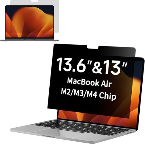 شاشة خصوصية لجهاز MacBook Air 13.6 و13 بوصة (2022-2026، M2، M3، M4، M5)، درع شاشة خصوصية للكمبيوتر المحمول يقلل من إجهاد العين، واقي مضاد للخدش لجهاز Mac 13 بوصة (موديل A2681 A3113 A3240 A3449) in Kuwait
