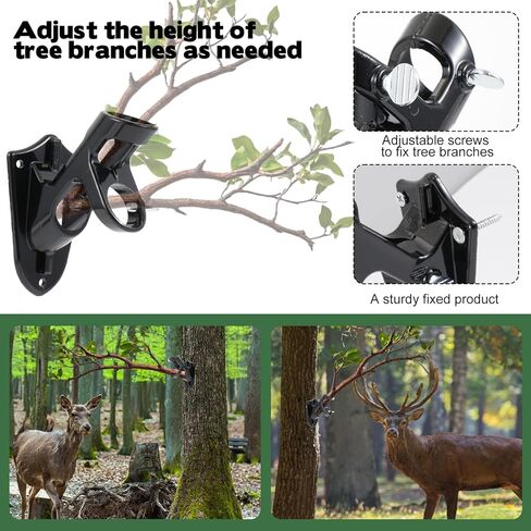 Metal Hunting Tree Branch Holders, 3 Sets Adjustable Mounted Deer Licking Branch Bracket, Slant Base Mock Scrape Kit Deer Hunting Accessories, Two Position Mounting Stainless Branch Brackets in Saudi Arabia