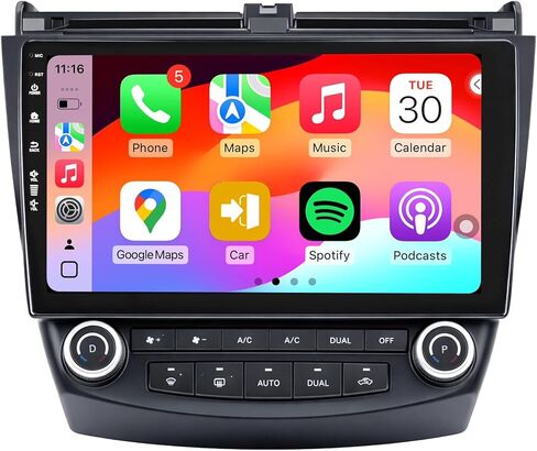 ستيريو راديو السيارة لـ Accord 7th 2003-2007، Android 13/QLED IPS شاشة تعمل باللمس/Carplay لاسلكي/Android Auto/Bluetooth/GPS Navigation/WiFi/5G/HD كاميرا احتياطية/SWC/FM in Kuwait