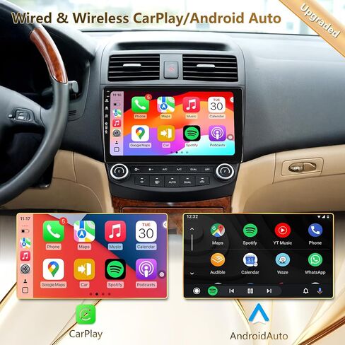 ستيريو راديو السيارة لـ Accord 7th 2003-2007، Android 13/QLED IPS شاشة تعمل باللمس/Carplay لاسلكي/Android Auto/Bluetooth/GPS Navigation/WiFi/5G/HD كاميرا احتياطية/SWC/FM in Kuwait