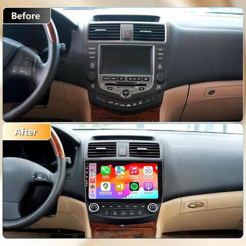 ستيريو راديو السيارة لـ Accord 7th 2003-2007، Android 13/QLED IPS شاشة تعمل باللمس/Carplay لاسلكي/Android Auto/Bluetooth/GPS Navigation/WiFi/5G/HD كاميرا احتياطية/SWC/FM in Kuwait