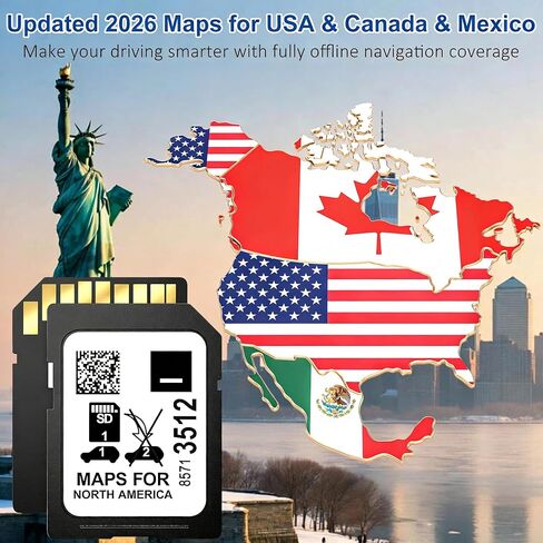2026 بطاقة SD للملاحة للولايات المتحدة الأمريكية/كندا/المكسيك، 2026 أحدث خريطة بطاقة SD للملاحة لمركبات جنرال موتورز متوافقة مع بويك، كاديلاك، شيفروليه، جي إم سي، 2019-2024، الجزء 8571 3512 in Kuwait