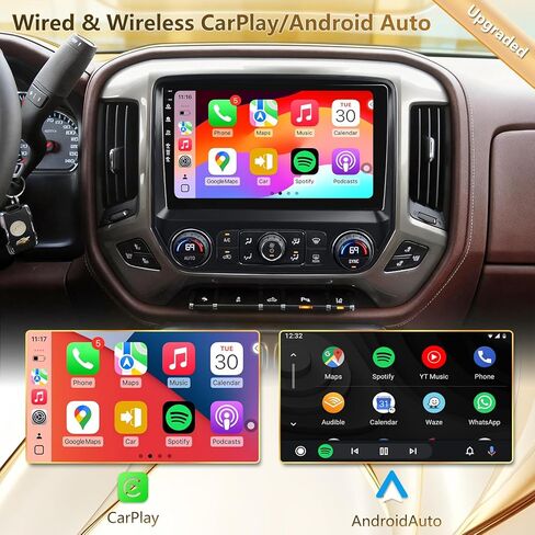راديو سيارة 5G WiFi(6) لسيارة شيفروليه سيلفرادو جي إم سي سييرا 2014-2018، Android13/CarPlay اللاسلكي/Android Auto/شاشة تعمل باللمس/ملاحة GPS/بلوتوث/FM/HD كاميرا احتياطية (2Ram+64Rom) in Kuwait