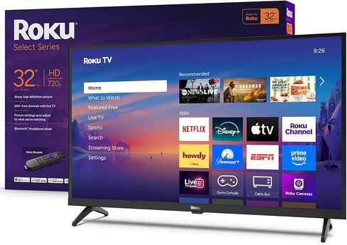 Roku Smart TV – 32-Inch Select Series, 720p HD TV – Roku TV with Voice Remote – Flat Screen LED Television with Wi-Fi for Streaming Live Local News, Sports, Family Entertainment in Saudi Arabia