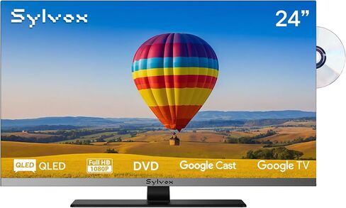 تلفزيون SYLVOX 24 بوصة ذكي RV، تلفزيون Google 12 فولت/24 فولت مع مشغل DVD مدمج | تلفزيون RV بدقة 1080 بكسل، تصميم مضاد للاهتزاز، حماية واسعة من الجهد (9-32 فولت)، حواف ضيقة للغاية (سلسلة Limo 2026) in Kuwait