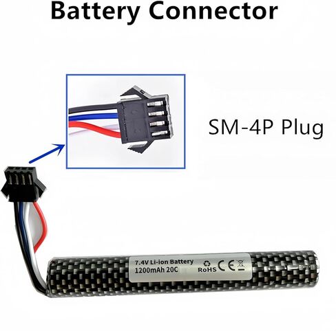 Airsoft Battery 7.4V 1200mAh Li-ion Battery with SM-4P Connecor for Airsoft Guns 1 Pack Airsoft Batteries with USB Charger in Saudi Arabia