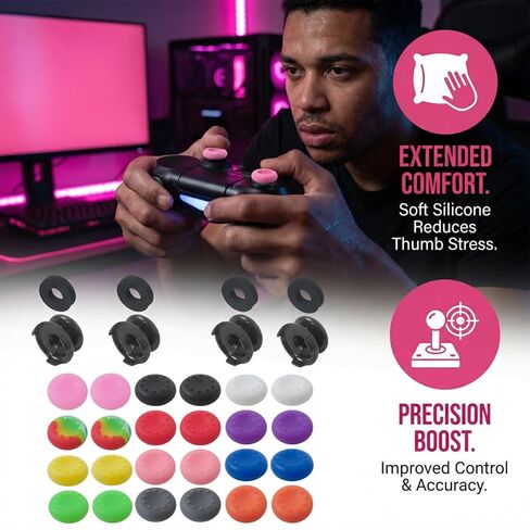 Misimain Upgraded Thumbstick Enhancement Package, 32-Piece Set with Caps, High Grips, Aim Rings Compatible with Xbox One Elite and for Xbox Series X in Saudi Arabia