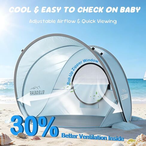 Elegear Pop Up Baby Beach Tent with Mini Canopy, CumbreX™ UPF 50+ UV Protection Baby Tent Sun Shelter, 1S Setup Portable Baby Beach Essentials Shade for Infant Toddler Outdoor Indoor Play - Blue in Saudi Arabia