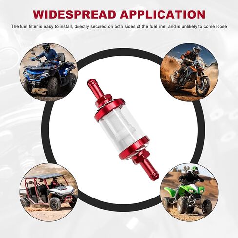 Sun Walker Motorcycle Fuel Filter, 5/16 Inch Inlet/Outlet Washable Gas Filters Replacement, Transparent Tempered Glass Inline Fuel Filter for Most Motorcycles ATVs Scooters (Black) in Kuwait