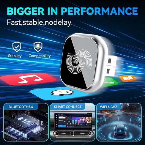 2026 Upgraded Wireless CarPlay Adapter, Bluetooth Car Play Wireless Adapter Mini 2-in-1 Android Auto Adapter, Plug & Play Zero Latency Auto-Connect, USB-A/Type-C Interface, Fits iOS 10+ & 2015+ Cars in Saudi Arabia