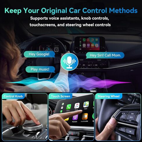 محول CarPlay لاسلكي صغير 2026، محول CarPlay 2 في 1 لأجهزة iPhone وAndroid، اتصال تلقائي ثابت 3s بدون زمن الوصول، التوصيل والتشغيل للسيارات 2016 Plus مع منافذ USB-A USB-C in Saudi Arabia