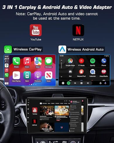 Wireless CarPlay Adapter AI Box for iPhone & Android Auto – YouTube & Netflix Support, TF Card Offline Playback, Plug and Play, Wired to Wireless Conversion, Stable 5.8GHz WiFi & Bluetooth 5.3 in Saudi Arabia
