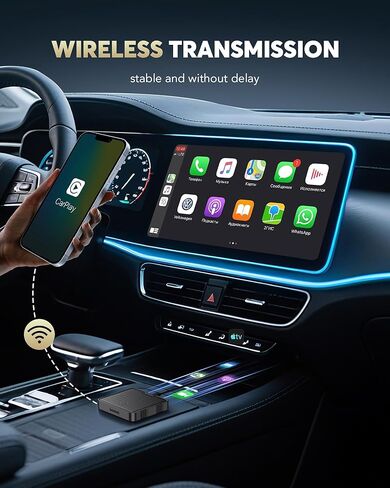 محول CarPlay لاسلكي 2 في 1 لبث Netflix/YouTube/TikTok/TF Card، 2025 Magic Video AI Box & Android Auto Dongle، التوصيل والتشغيل، يناسب iPhone 8+/iOS10+/Android 11+ in Kuwait