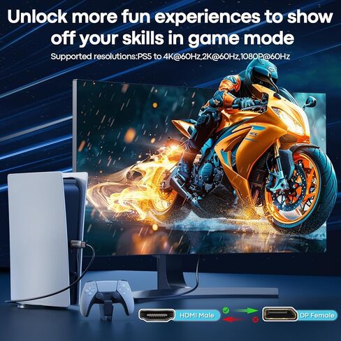 محول HDMI إلى DisplayPort (4K عند 60 هرتز، 2K/1080P عند 120 هرتز) محول عرض HDMI 2.0 نشط أحادي الاتجاه (المصدر) إلى DP (1.2)، محول عرض ذكر إلى أنثى للشاشة، والكمبيوتر المحمول، وAMD، وNVIDIA، وPS5، وXbox، وHDTV، حزمة واحدة in Kuwait