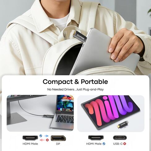 محول HDMI إلى DisplayPort (4K عند 60 هرتز، 2K/1080P عند 120 هرتز) محول عرض HDMI 2.0 نشط أحادي الاتجاه (المصدر) إلى DP (1.2)، محول عرض ذكر إلى أنثى للشاشة، والكمبيوتر المحمول، وAMD، وNVIDIA، وPS5، وXbox، وHDTV، حزمة واحدة in Kuwait
