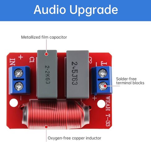 1 Way Crossover، 80W 4-10 Ohm Audiophile High Pass Tweeter Crossover لمكبرات الصوت HiFi للسيارة/المنزل in Kuwait