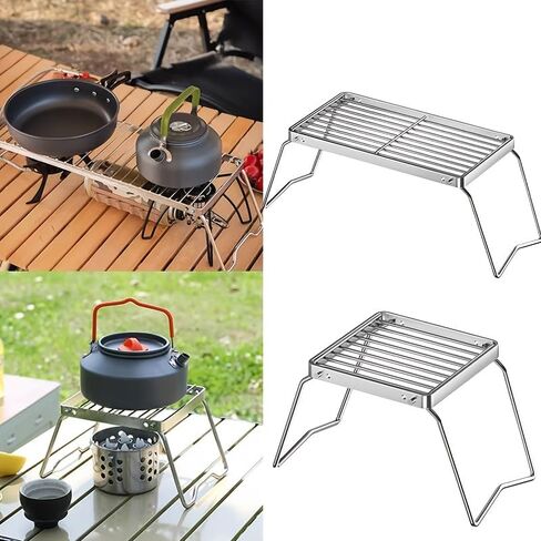 Foldable Campfire Grill Stand Outdoor - Portable Stainless Steel Fire Pit Cooking Rack for Camping, Hiking, Travel, Heavy Duty & Collapsible (Not for Direct Food Contact) in Saudi Arabia