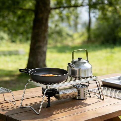 Foldable Campfire Grill Stand Outdoor - Portable Stainless Steel Fire Pit Cooking Rack for Camping, Hiking, Travel, Heavy Duty & Collapsible (Not for Direct Food Contact) in Saudi Arabia