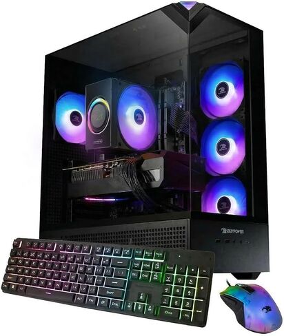 iBUYPOWER Element Gaming PC Desktop Computer AMD Ryzen 7 9700F CPU, NVIDIA GeForce RTX 5060Ti 16GB GPU, 32GB DDR5 5200MHz RAM, 1TB NVMe SSD, Windows 11 Home, Gamer Keyboard and Mouse - EBA7N56T03 in Saudi Arabia