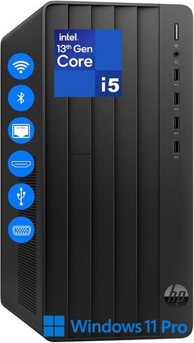 كمبيوتر مكتبي HP Pro Tower Business، Intel i5-13500 (14-Core)، ذاكرة الوصول العشوائي 32 جيجابايت، 1 تيرابايت PCIe SSD، UHD Graphics 770، Wi-Fi 6، Bluetooth 5.3، دعم الشاشة المزدوجة، Windows 11 Pro in Kuwait