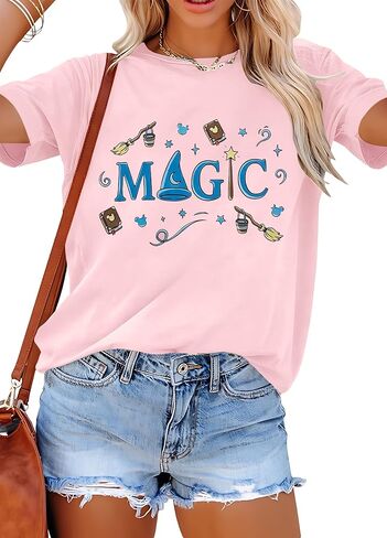 Magical Shirt for Women Magic Kingdom Tshirt Cute Castle Graphic Tee Family Holiday Vacation Short Sleeve Tops in Kuwait