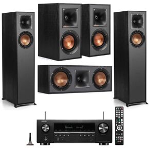 Klipsch 2 Pack R-610F Floorstanding Home Speaker - Bundle with -41M Bookshelf Speakers, 52C Center Channel Home Speaker, Denon AVR-S670H 75W 5.- 8K Network AV Receiver in Saudi Arabia