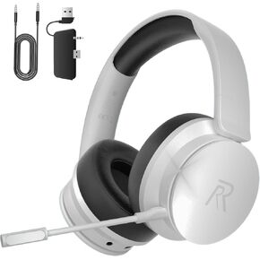 سماعة ألعاب لاسلكية RYR لأجهزة Xbox Series X|S وXbox One وPS5 وPS4 وMac وBluetooth 5.3 وصوت محيطي ثلاثي الأبعاد وأغطية أذن قابلة للدوران وسماعات رأس للألعاب مع ميكروفونات تعمل على إلغاء الضوضاء - فضي in Kuwait