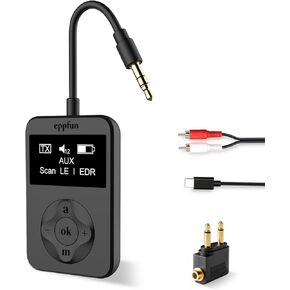 eppfun LE Audio Bluetooth Auracast Transmitter، LC3، AptX Lossless، AptX HD، USBC/3.5mm Aux المدخلات، Bluetooth 5.4، Qualcomm Chip، للتلفزيون، الكمبيوتر الشخصي، الطائرة، الهواتف، الحفلات، الكنيسة. in Kuwait
