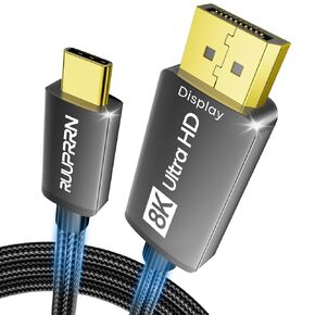 USB C to DisplayPort 1.4 Cable (8K@60Hz,4K@144/240Hz 3.3FT,32.4Gbps Uni-Directional Thunderbolt 5/4/3 to Display Port Braided Cord, Type C to DP Cable for iPhone 17,MacBook,Mac mini,iPad,Odyssey G8/9 in Kuwait