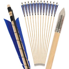 SHARROW 32 بوصة سهم خشبي الإنجليزية Longbow السهم الهدف Pracrice السهم رمح مع 5 "تركيا ريشة القذف ونقطة الميدان لقوس منحني القوس الطويل القوس التقليدي in Kuwait