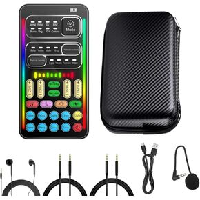 Voice Changer Device with 8 Voice Effects & Realtime Change, Small Handheld Sound Card Set for Gaming/Streaming, Compatible with PS5, Compatible with Switch, PC, Mobile, Plug & Play in Kuwait