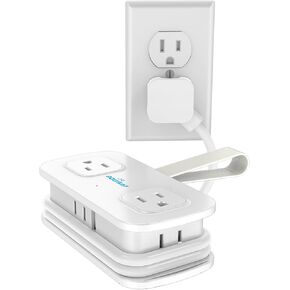 POWSAF Cruise Essentials شريط طاقة للسفر بطول 4 أقدام مع 4 منافذ و3 منافذ USB (2 USB C)، واقي غير تصاعدي لسفينة الرحلات البحرية، أساسيات السفر، المكتب المنزلي، قائمة ETL، أبيض in Kuwait