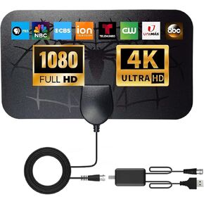 Digital TV Antenna Indoor Long Range Supports 8K 4K 1080P Smart TV Signal Reception, Amplified HDTV Antenna for Free Channel-18FT Coax Cable in Saudi Arabia