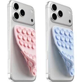 Upgraded Double Sided Silicone Suction Cup Phone Case Mount, Sticky Phone Grip Holder for Hands-Free Selfes & Videos, Reusable Silicone Phone Suction Grip for iPhone & Android, White in Saudi Arabia